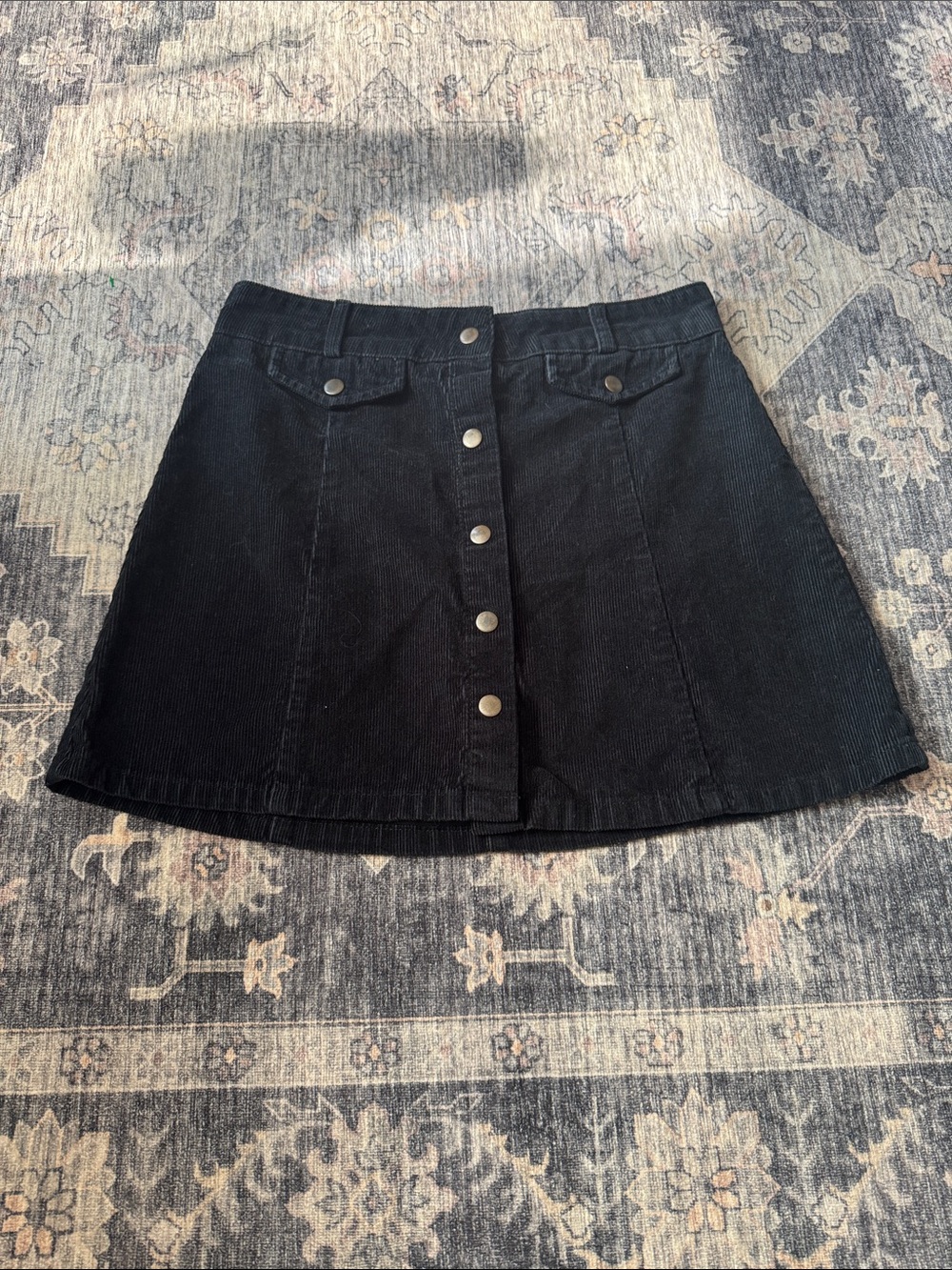 BDG Black Button-Front Mini Skirt